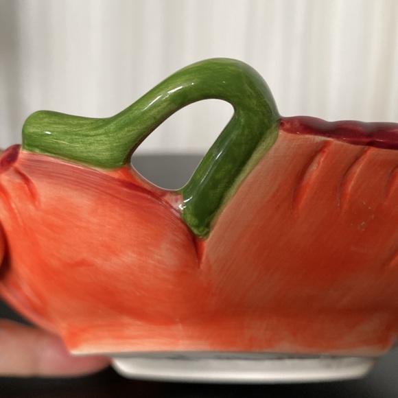 90’s Trinket poppy coral dish hand painted by clay art south San Francisco - Picture 9 of 10